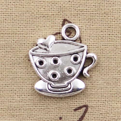 10pcs Charms A Cup Of Coffee 25x22mm Antique Silver Color Plated Pendants Making DIY Handmade Tibetan Silver Color Jewelry