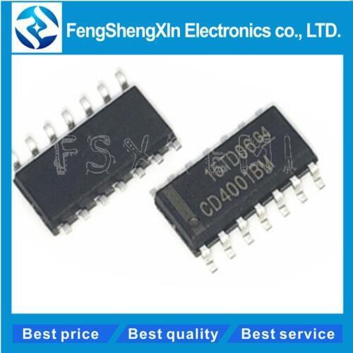 100pcs/lot CD4001BM HEF4001BT Quadruple 2-input NOR gate IC SOP-14