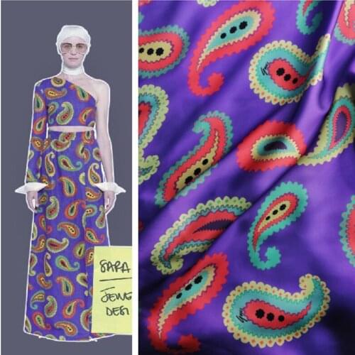 145cm*100cm new designer fabric cashew pattern digital printing stretch satin sewing fabric pants shirt dress fabric French fab