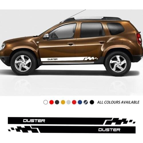 2Pcs Car Body Door Side Skirt Stickers Racing Lattics Sport Stripes Decor Vinyl Decal For Dacia Renault Duster Car Accessories