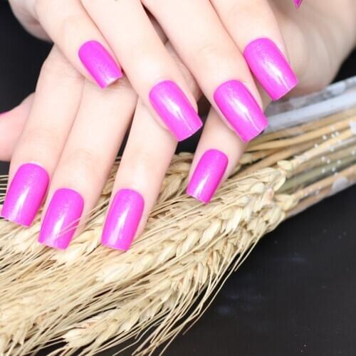24pcs new fashion solid color candy fake nail square head rose 082