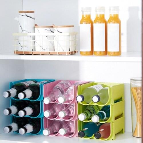 3 Colors Stackable Beverage Rack Water Beer Canned Drinks Storage Organizer Saving Space Freestanding Wine Rack for Home Kitchen