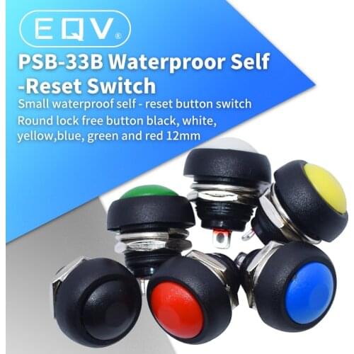6Pcs Mini 12mm Waterproof Momentary ON/OFF Push Button Round Switch PBS-33B