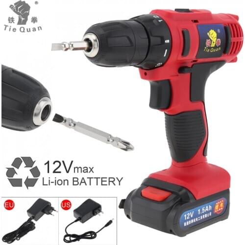 AC 100 - 240V Cordless 12V Electric Drill / Screwdriver with 18 Gear Torque and Two-speed Adjust for Handling Screws / Punching