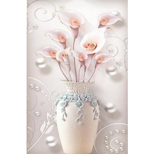 2019 New 5D DIY Diamond Painting Rich Vase Tulip Flower Cross Stitch Full Square /Round Diamond Embroidery Mosaic Diamond XY20