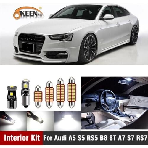 White Canbus Error Free Led Interior Lighting Kit For Audi A5 S5 RS5 B8 8T A7 S7 RS7 4G A8 S8 D2 D3 4D Coupe Sportback Map Light