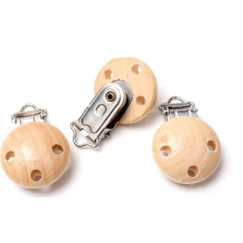 12 Colors 5pcs/lot Metal Wooden Baby Children Pacifier Holder Clip Holders Cute Infant Round Nipple Clasps Holders Accessories