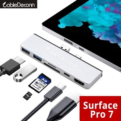 CableDeconn for Microsoft Surface Pro7 Hub Adapter Pro7 Docking Station HDMI USB3.0 USB-C SD TF Surface Pro Hub Port Replicator