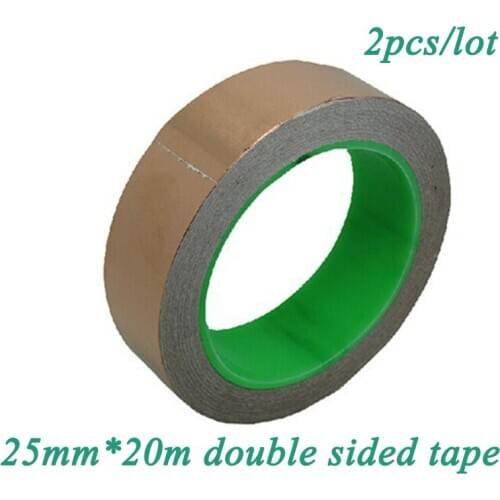 2pcs/lot 25mm*20m Double Sided Conductive Tape Conductive Copper Foil Tape