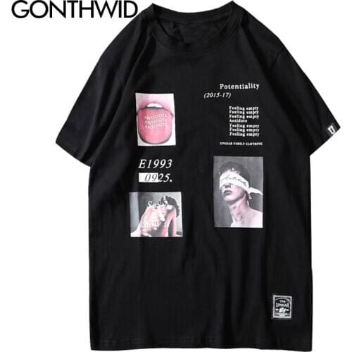 GONTHWID Creative Funny Print Short Sleeve Tees Shirts Streetwear Men Women Hip Hop Harajuku Casual Cotton Tshirts Male Fashion