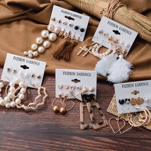 Hot Sale Fashion Bohemian Earrings Set For Women 2020 New Trendy Flower Round Geometric Stud Earring Female Fashion Jewelry