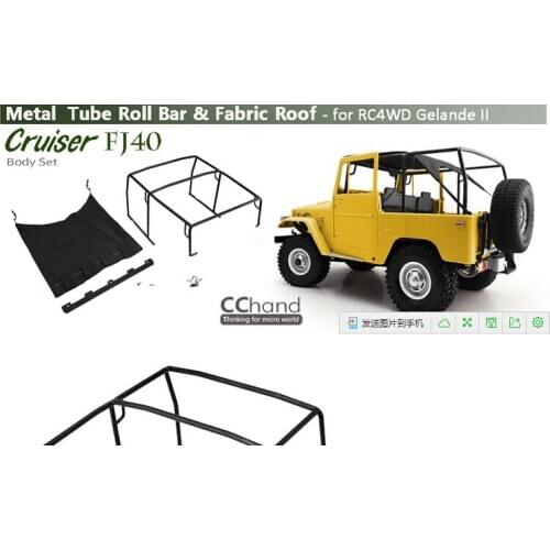 Metal Roll Cage Rolling Rack (Tube Roll Bar) & Fabric Roof Tent for RC8WD 1/10 scale Gelande II Cruiser/FJ40 rc Jeep truck