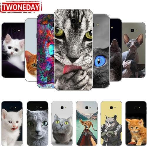Fashion Cartoon Cat Case For Samsung Galaxy S10 Lite Plus Soft Case For Samsung Galaxy A8 A40 J6 J4 PLUS 2018 back Phone Cover