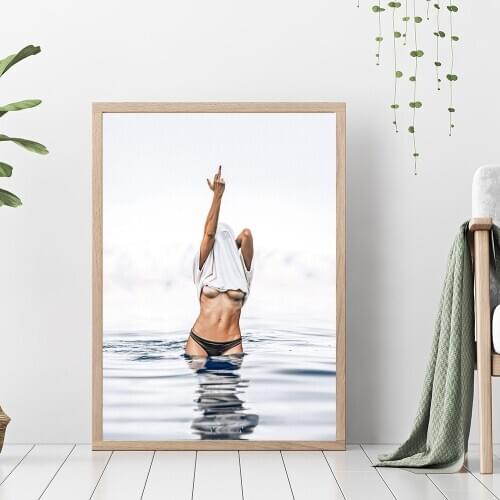 Fashion Poster Feminis Middle Finger Feminist Canvas Painting Minimalist Wall Art Nude Woman Pictures Modern Living Room Decor