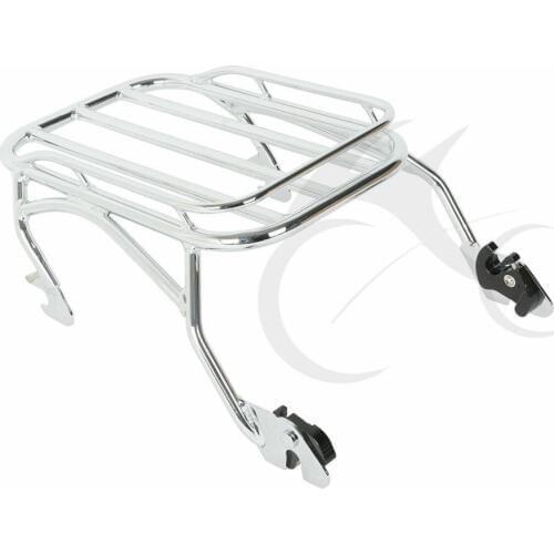 Motorcycle Chrome/Black Detachable Solo Seat Luggage Rack For Harley Road King Custom FLHR 1997-2008 97 98