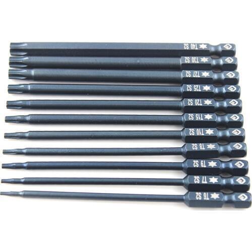 5pcs 50mm 100mm Long Torx T8-T40 Impact Duty Screwdriver Bit 1/4 Hex Shank Head Driver Bit Anti Slip Electric Screwdriver Bits