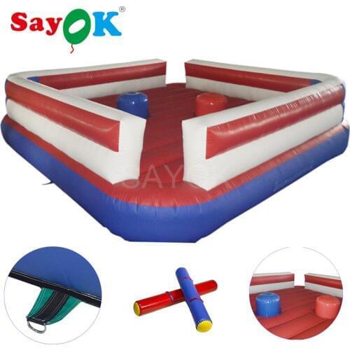 Inflatable Jousting Ring(5x5x1.8m)Joust Gladiator with Combat Jousting Poles, Inflatable Gladiator Duel Interactive Game