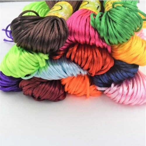 New Arrivals 2mm 20M Chinese Knot Cord Rattail Satin Braided String Jewelry findings Beading Rope for DIY Fashion crafts