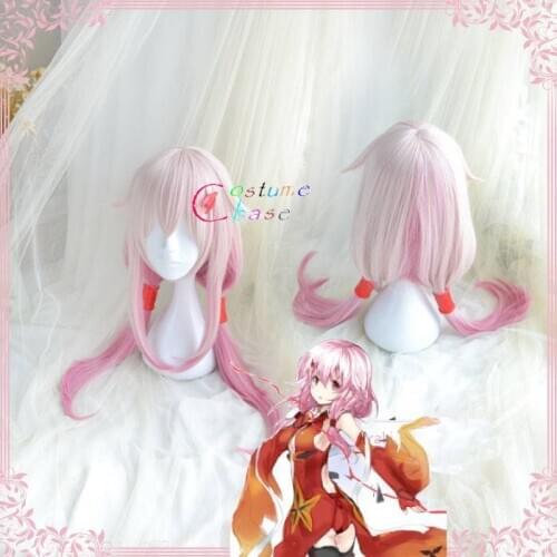 Anime Guilty Crown Yuzuriha Inori Cosplay Wig Halloween Party Pink Long Hair Pin Hair Clip Wig Aceesories Headwear+ Free Wig Cap