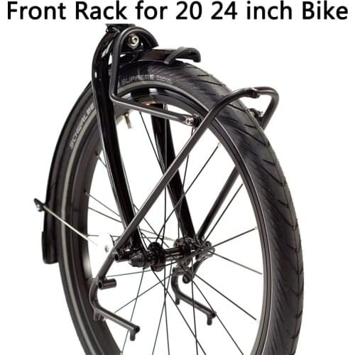 20 inch Folding Bicycle Tour Front Rack for Dahon P8 Front Fork Rack Aluminum Alloy Hanger for 24 Inch Front Rack V Disc Brake