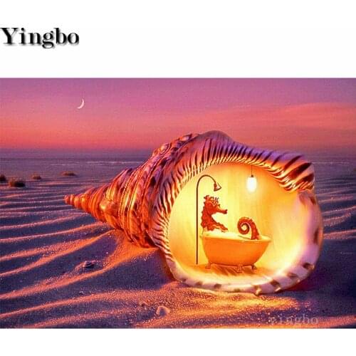 Seahorse conch house beach 5d Diamond Painting Cross Stitch kit Diamond Embroidery landscape Diamond Mosaic new decoration
