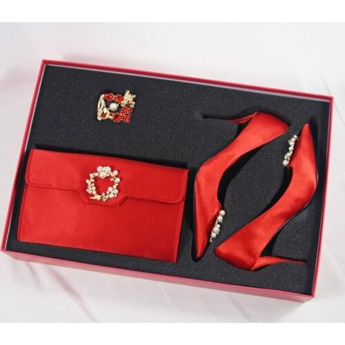 1Set Gift Box Pink Pearl Shoes Womens New High Heels Wedding Favos Bridal Bridesmaids Girlfriend Personalized Gift