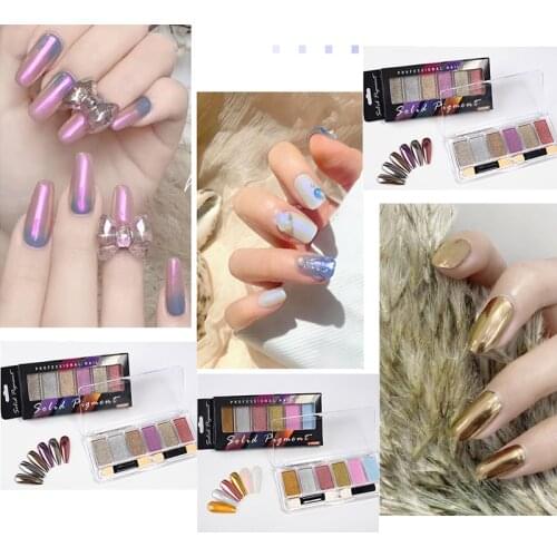 Solid Super Fine State Aurora Glitter Powder Chorms Mirror Magic Nail Dust Manicure Holo Laser Glitter Powder 6Colors Kits