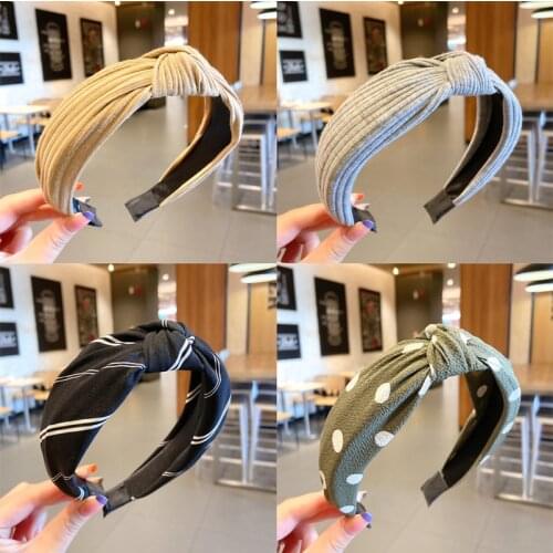 Geometry Pure Color Head Band Turban Elastic Headwear Head Wrap Women Hair Accessories for Women Striped Hair Bands