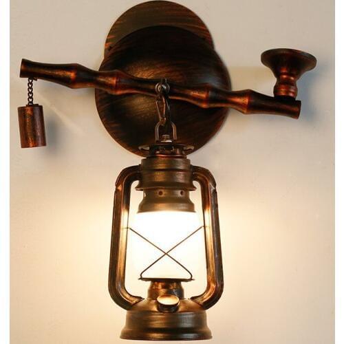 Southeast Asia do-old color rosted glass wall lamps Kerosene lamp design E27 LED iron lamp for stairs&cafe&porch&aisle LDK032