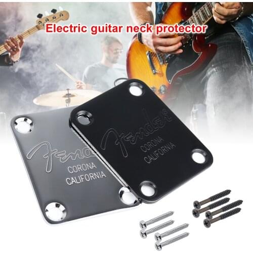 Electric Guitar Bass Neck Protection Plate with Screws for Strat Tele ST TL -- Chrome or Black