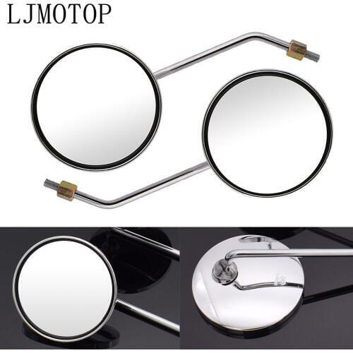 Motorcycle Rear View Mirror 8mm 10mm Side Mirror Round Silver For Kawasaki H2R KLZ1000 Versys Z400 W800 Cafe KX65 KX85 KX125