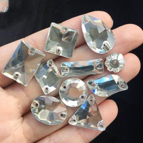 1 Bag Promotion Handmade Sewing Flatback Glass Rhinestone For Wedding Dresses Garment Belt Decoration Sew On Diy Accessories