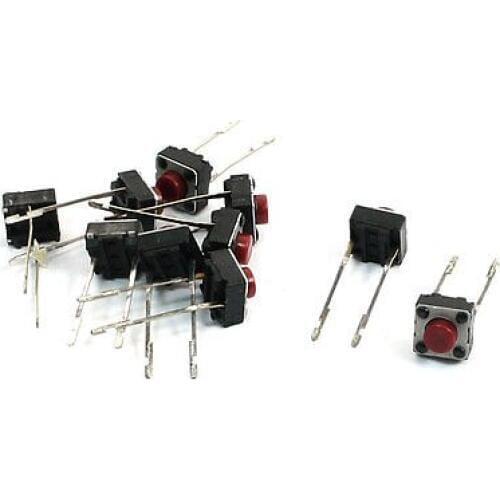 Momentary Action 2 Pins Micro PCB Tact Push Button Switch 6x6x5mm 10 Pcs