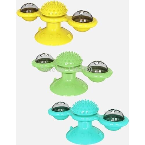 100pcs/lot Windmill Cat Toy Interactive Turntable Massage Brush for Pet Kitty Scratching Tickle Pet ball toys Cat Supplies