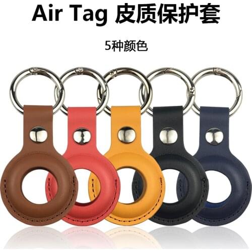 100PCS Premium Leather Case For Apple Airtag Locator Tracker Protective Cover For Air Tag Keychain Luxury Leather Case