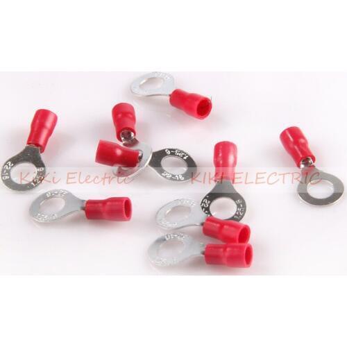 1000pcs/lot RV1.25-12 red Circular Pre-insulating Terminal 1/2 Ring Brass Terminals TO-JTK type 0.5-1.5 SQ MM Brass Nose