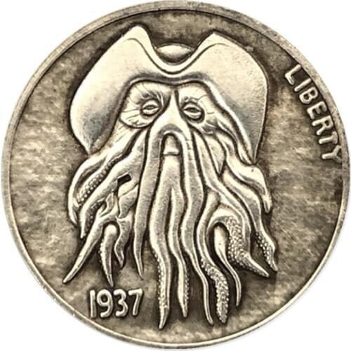 1937 Octopus AB Souvenir Coins Collectibles 3D Antique Metal Commemorative Morgan Hobo Coin Copy Home Decor New Year Gifts