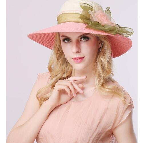 2018 Fashion Lady Straw Sun Hat Women Ladies Summer Beach Panama Wide Brim Sun Cap Foldable Female Outside Hat B-3146