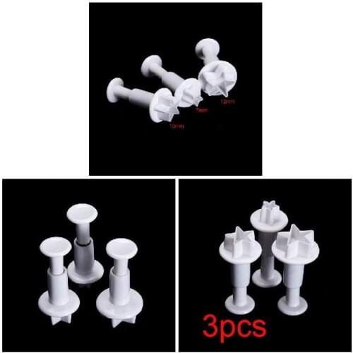 3 Pcs/Set Star Cake Cutter Plunger Cookies Sugar Paste Sugarcraft Decorating Mold Cake Tools Bakeware Kitchen,Dining Bar Garden