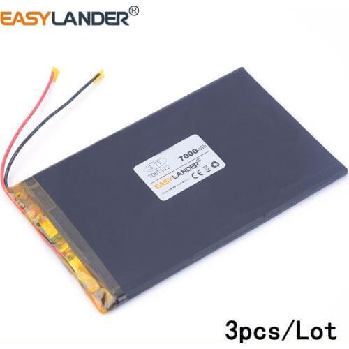 3pcs/Lot 3.7V 7000mAH 7067112 lithium Li ion polymer rechargeable battery for POWER BANK;tablet pc,,,ainol,ampe