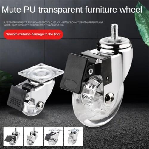 4 Pcs/Lot 4 Inch Transparent Wheel Furniture Display Cabinet Mute Rubber Universal Pulley Steering Caster