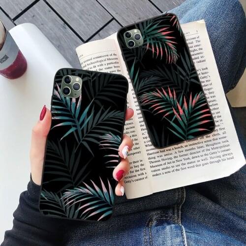 Hot Art Banana Leaf Phone Case For iPhone 12 11 Pro Max XR XS Max 6S 7 8 Plus X SE 2020 Luxury Soft Silicone Back Cover Cases