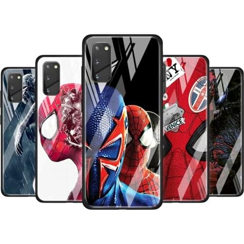 Cool Spider Man Tempered Glass Cover For Samsung Galaxy S20 S10 S9 S8 S10E FE Ultra Plus Lite 5G Phone Case