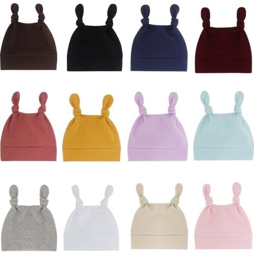 Baby Hats Newborn Organic Cotton - Soft Knotted Cap, for 0-6 Months Old Infants Boys and Girls