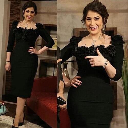 Elegant Black Sheath Mother of the Bride Dresses 2019 Hand-Made Flowers Mothers Dresses for Wedding Plus Size