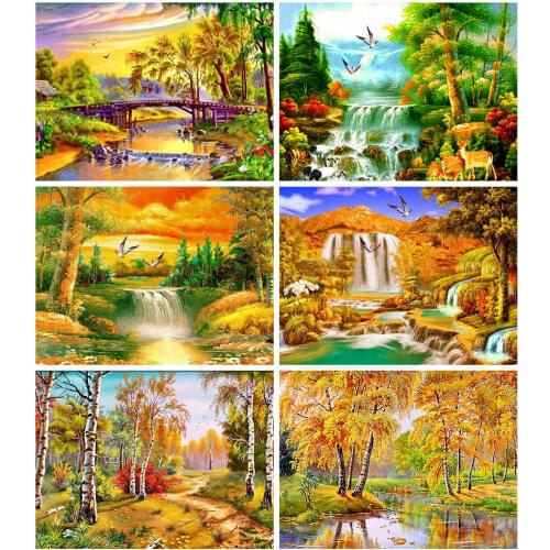 Evershine Full Square Diamond Painting Kit Cross Stitch Tree 5D Diamond Embroidery Autumn Scenery Mosaic Crafts Gift
