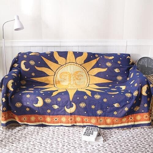 European Style Sofa Cover Sun Moon Pattern Non-Slip Throw Blanket Dust Cover Knitted Thread Thicken Three-Layer Slipcover On Bed