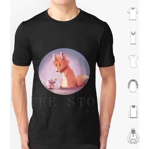 The Fox And The Mouse T Shirt DIY Big Size 100% Cotton Fox Mouse Cute Wildlife Animals Foxes Animal Mice Spring Pink Purple