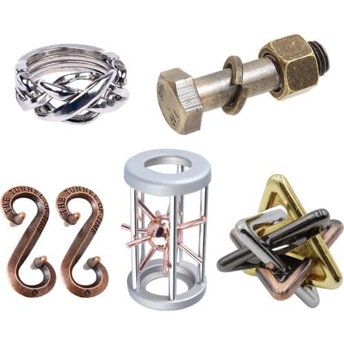 IQ Brain Teaser Lock Toys 3D Alloy Interlocking Puzzles Games, Small Size