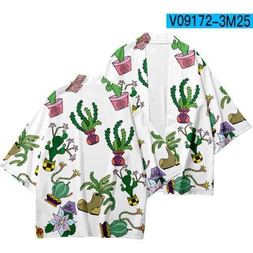 2021 Flowers Plants 3D Print Japanese Kimono Haori Yukata Women/Mens Fashion Summer Casual Short Sleeve boys Cardigan Tops